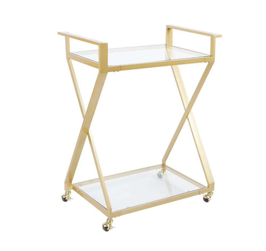 Gold Bar Cart with Glass Shelves - photo 4