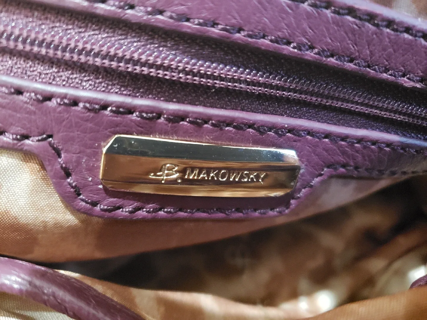 B. Makowsky Purple Leather Handbag image indicator(2)