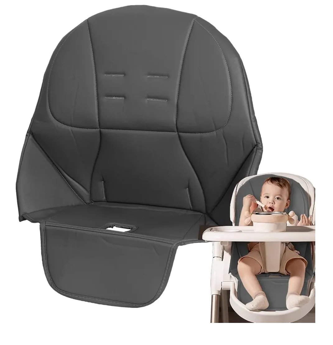 Baby High Chair Cushion - Grey PU Leather thumbnail