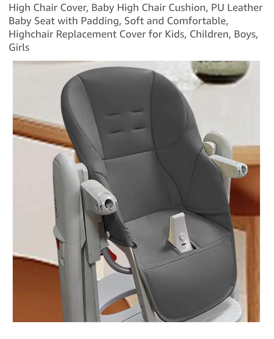 Baby High Chair Cushion - Grey PU Leather image indicator(2)