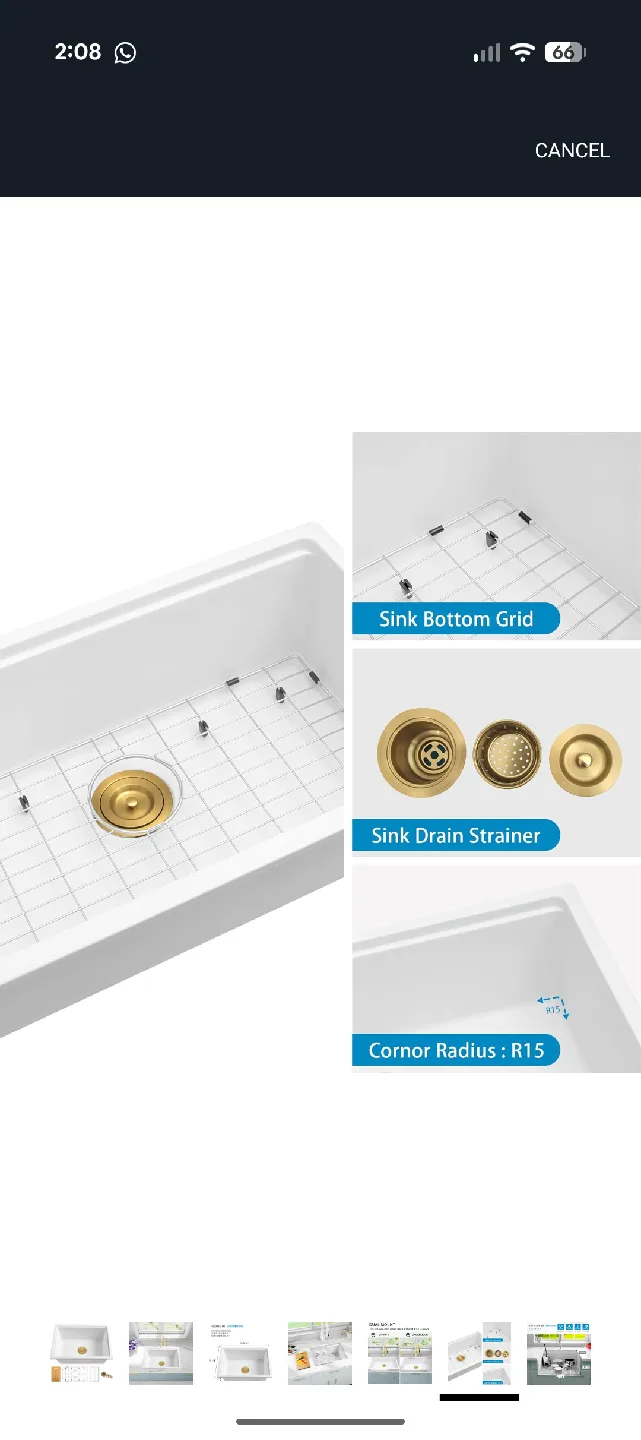 YAQUN CS6545 White Kitchen Sink image indicator(6)