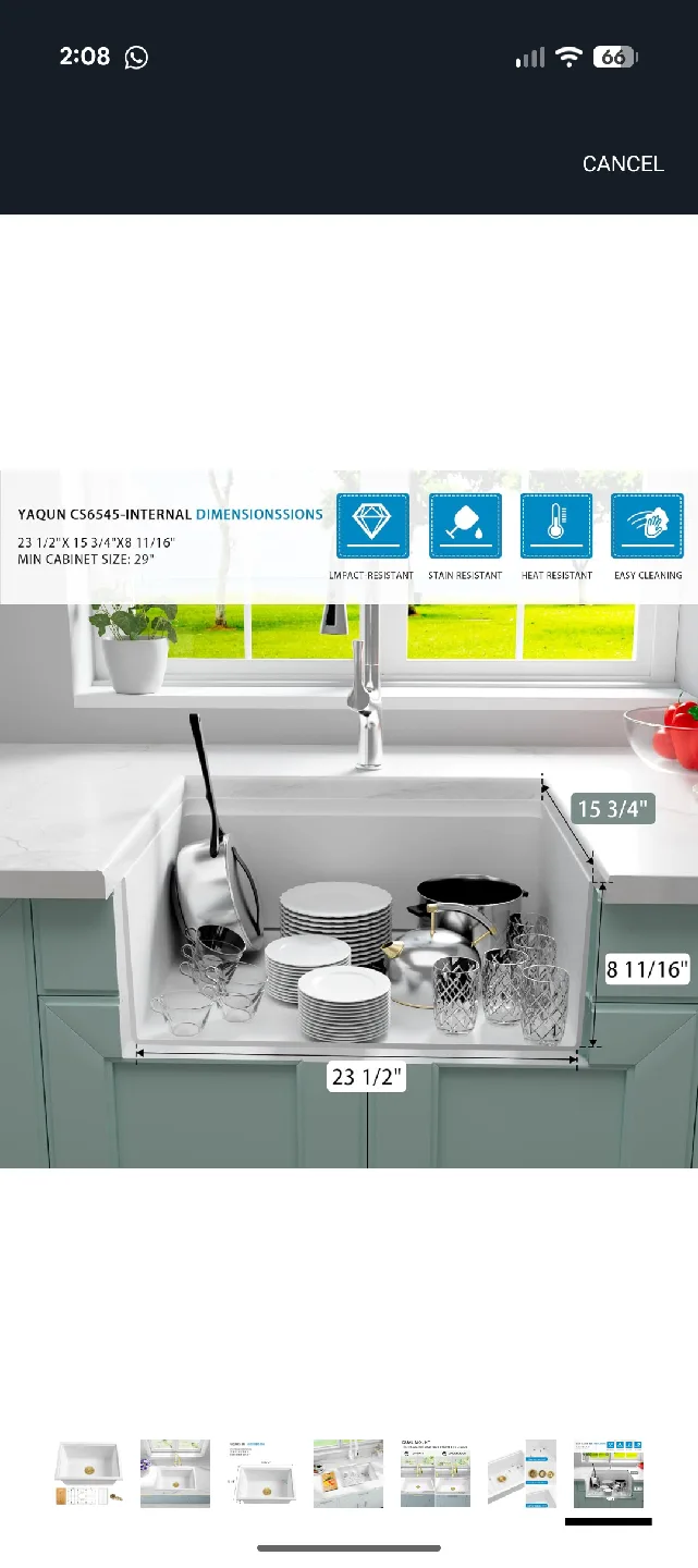 YAQUN CS6545 White Kitchen Sink image indicator(7)