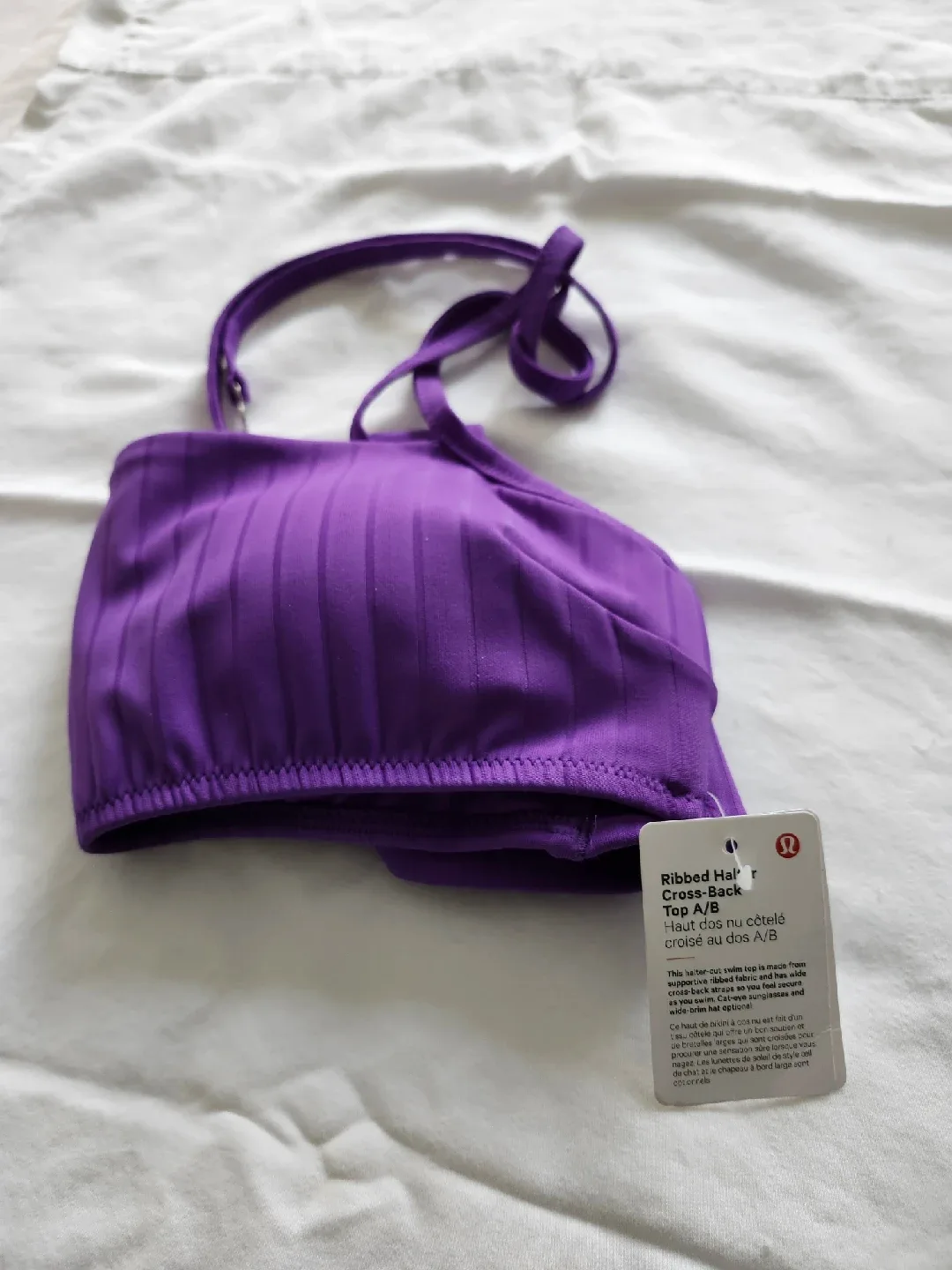 Lululemon Ribbed Halter Cross-Back Top A/B - Purple image indicator(4)