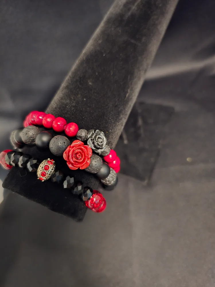 Handmade Beaded Bracelets - Rose Accent thumbnail