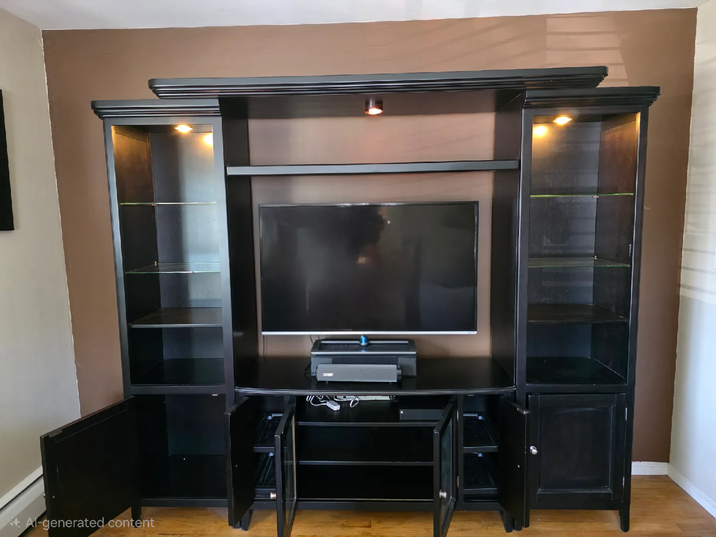 Ashley Furniture Entertainment Center with Glass Shelves image indicator(2)