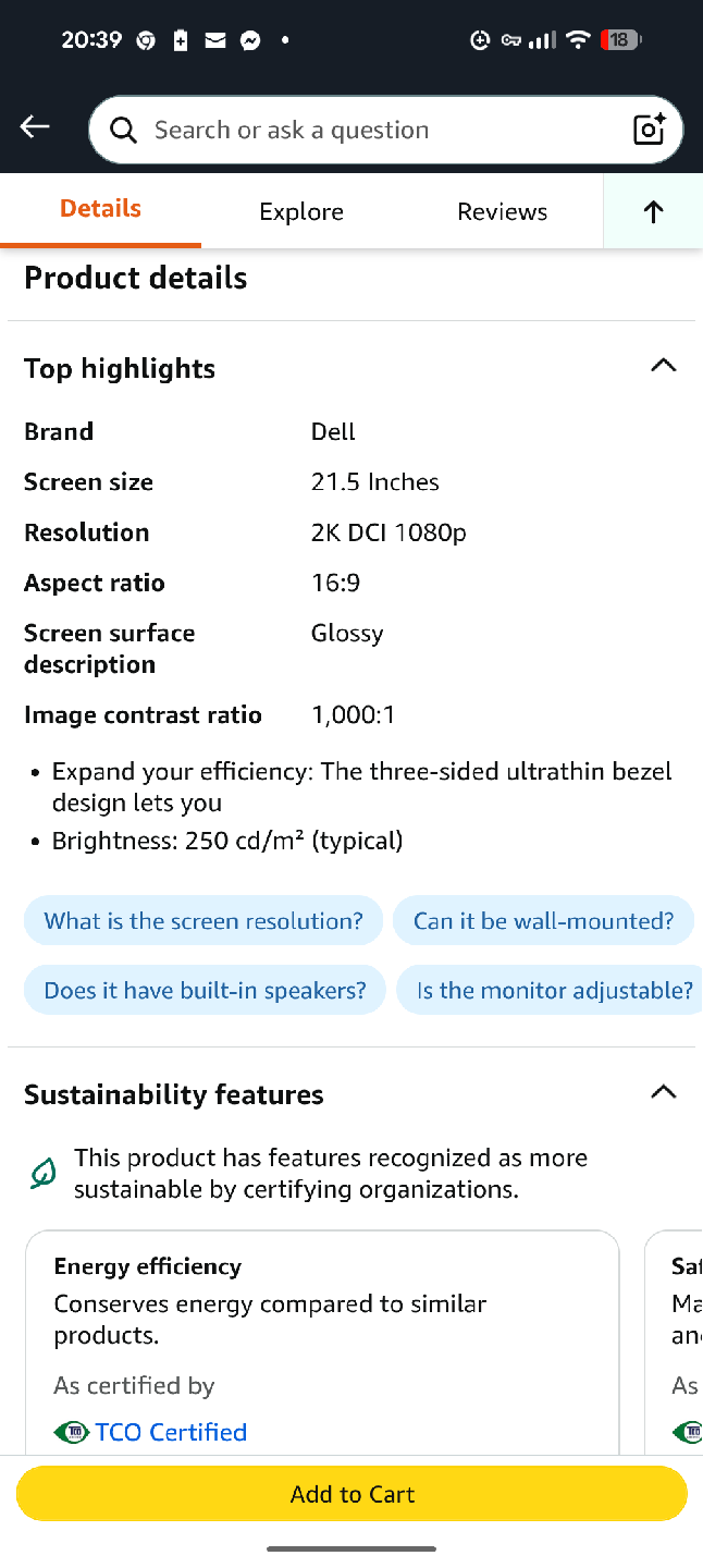 Dell P2219H 21.5" FHD LED Monitor - Black - photo 4
