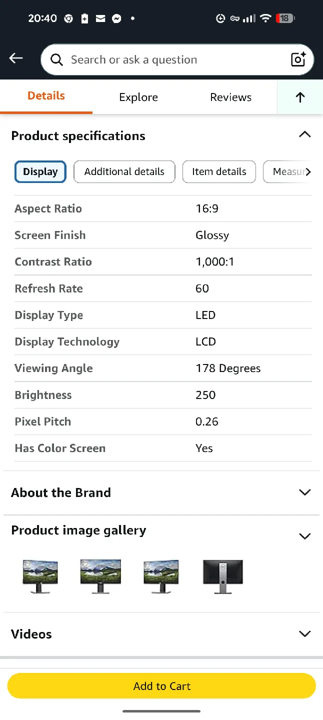 Dell P2219H 21.5" FHD LED Monitor - Black image indicator(6)
