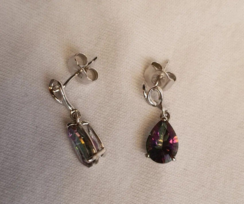Silver Earrings with Mystic Topaz thumbnail