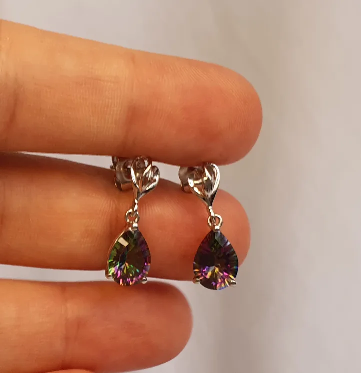 Silver Earrings with Mystic Topaz image indicator(2)