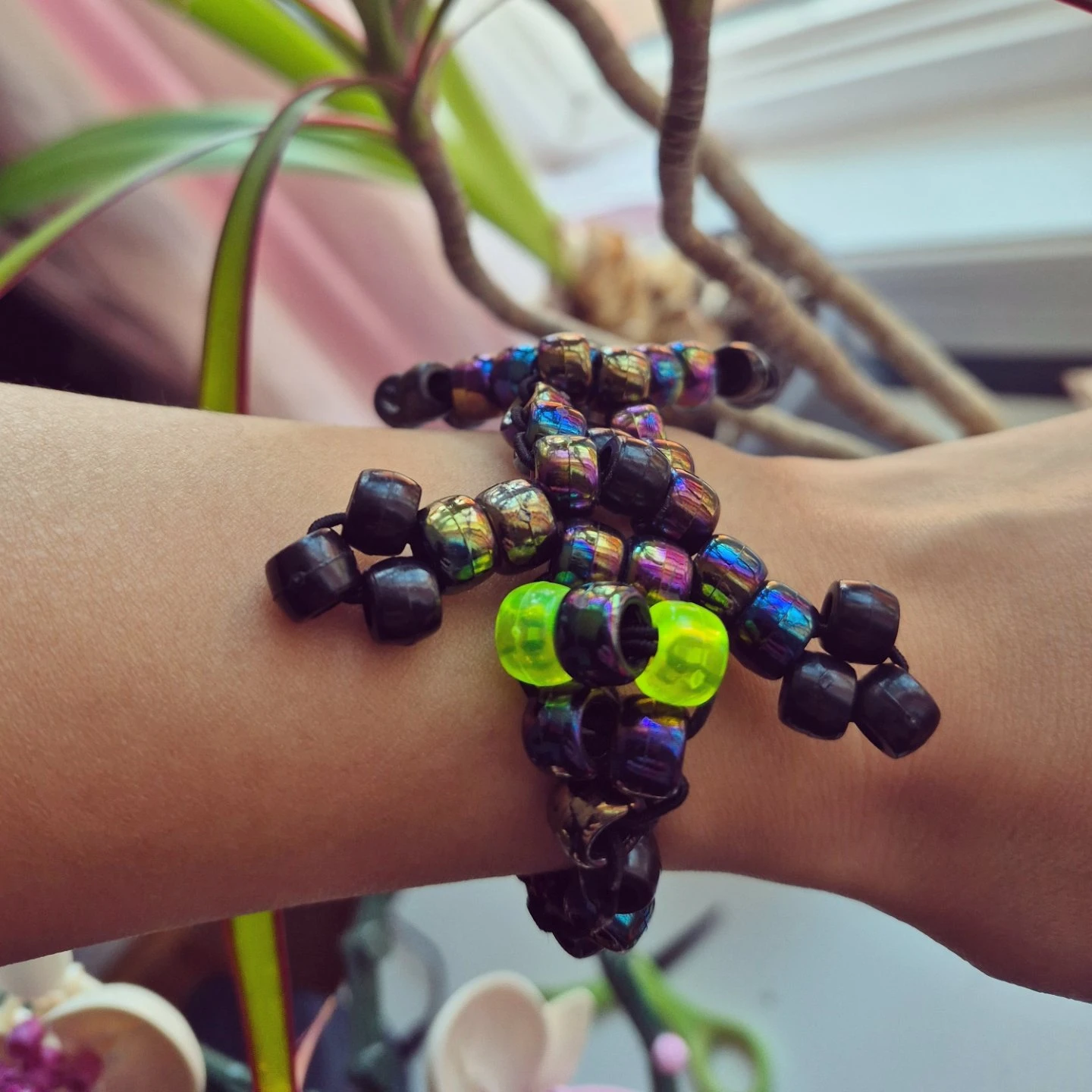 Handmade Beaded Keychain and bracelet