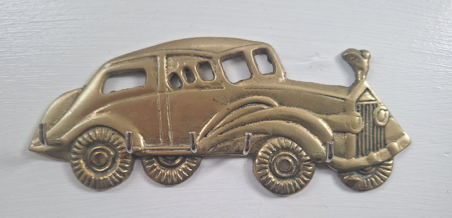Vintage Brass Car Key Holder Rack