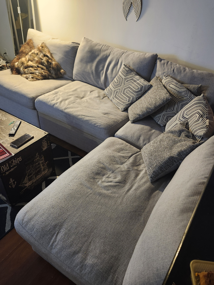 Grey Sectional Sofa with Pillows