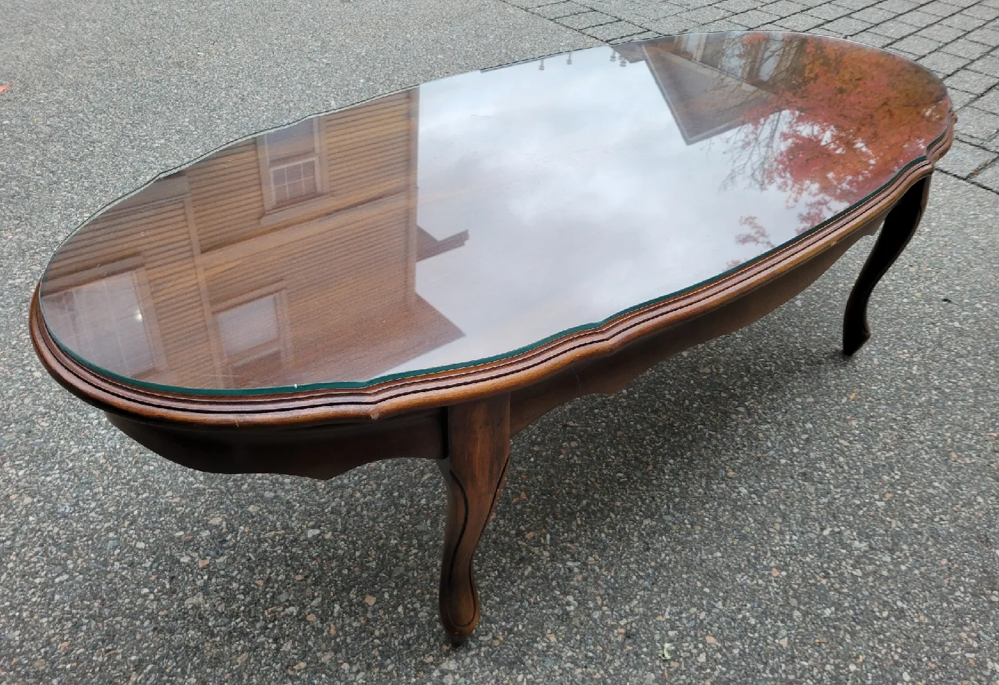 Very Nice Oval Glass Top Coffee Table - 50" x 21"
