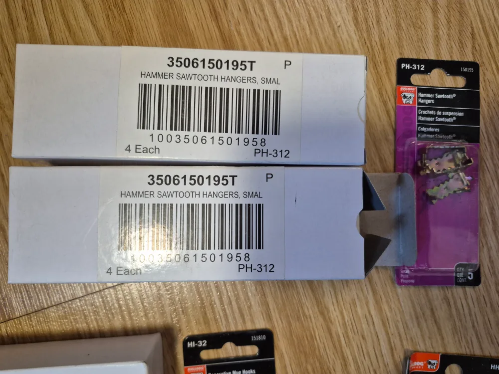 Hooks & Hangers Lot: Swag Hooks, Mug Hooks, Sawtooth Hangers image indicator(4)