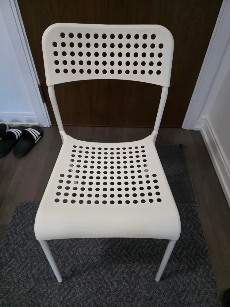 IKEA White Plastic 4 Chairs with cushion pads image indicator(2)