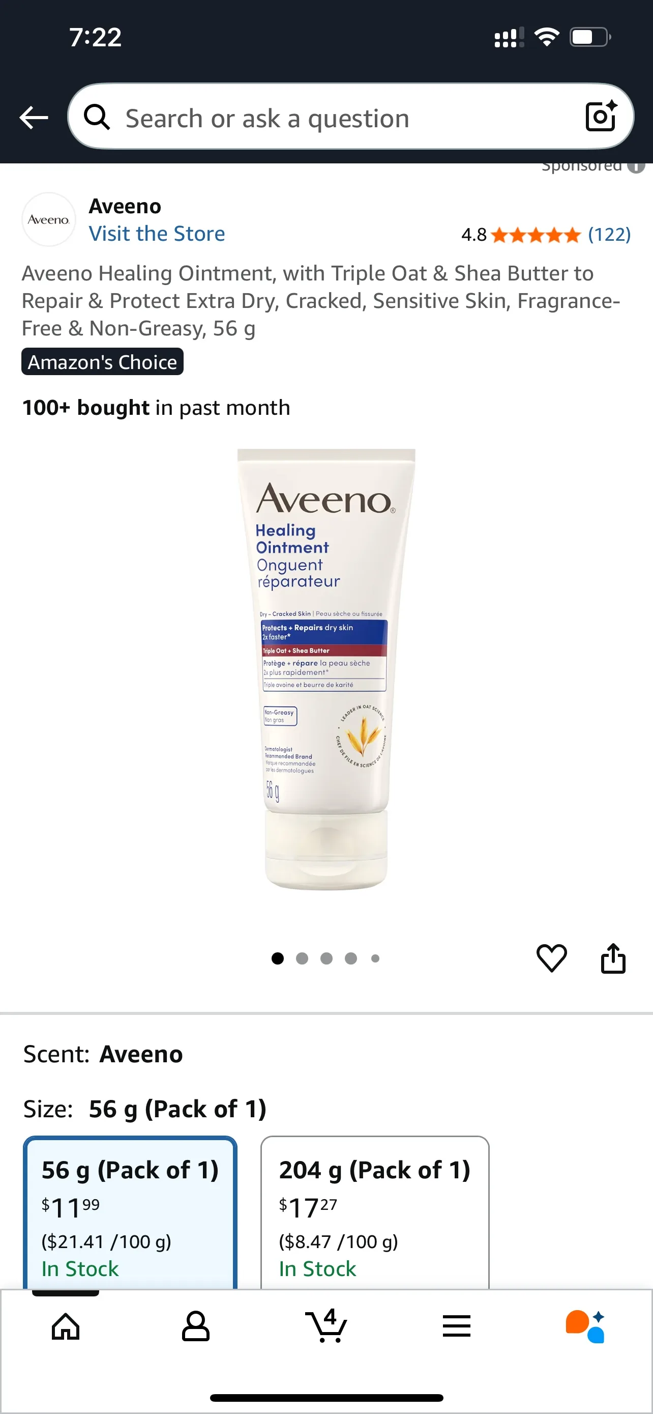 Aveeno Healing Ointment, 56g image indicator(2)