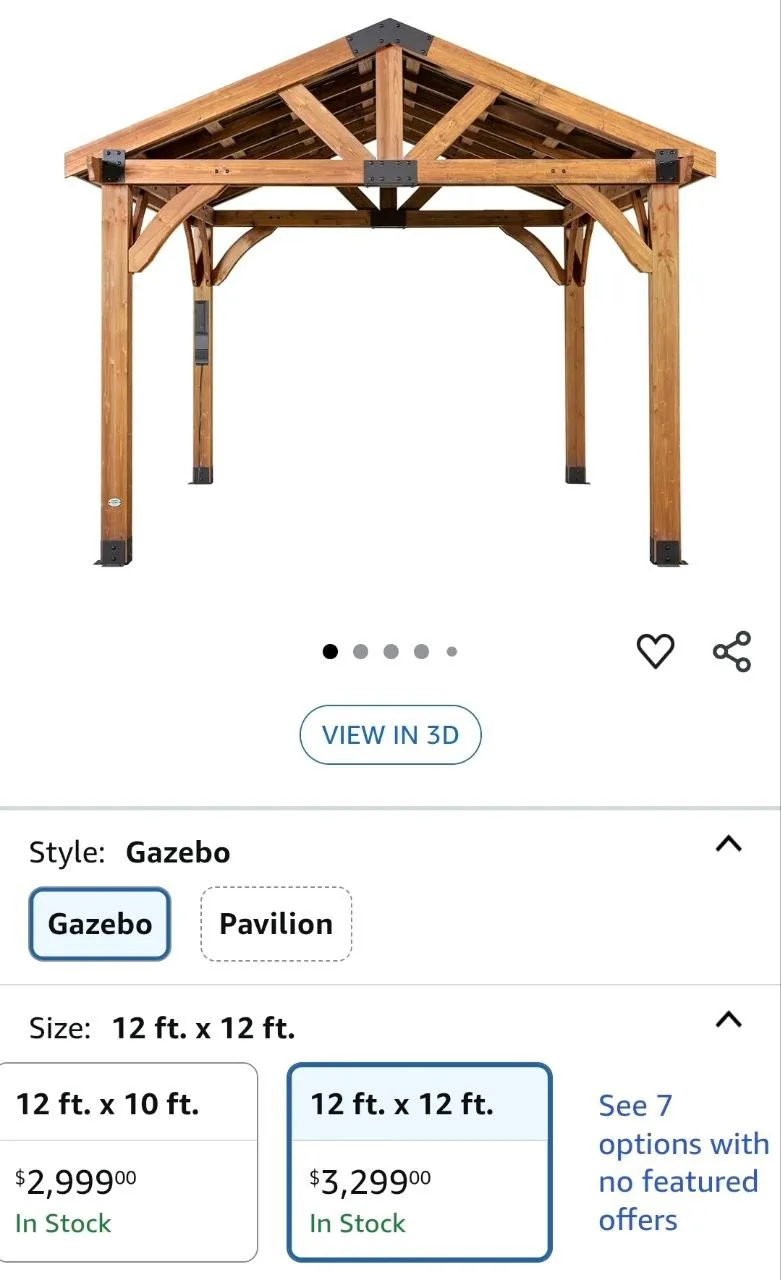 12ft x 12ft All Cedar Gazebo, Light Brown image indicator(3)