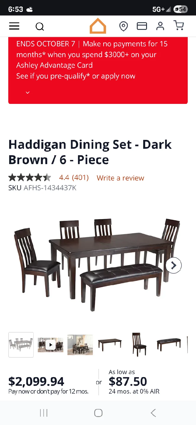 Haddigan Dining Set - Dark Brown / 6 - Piece image indicator(2)