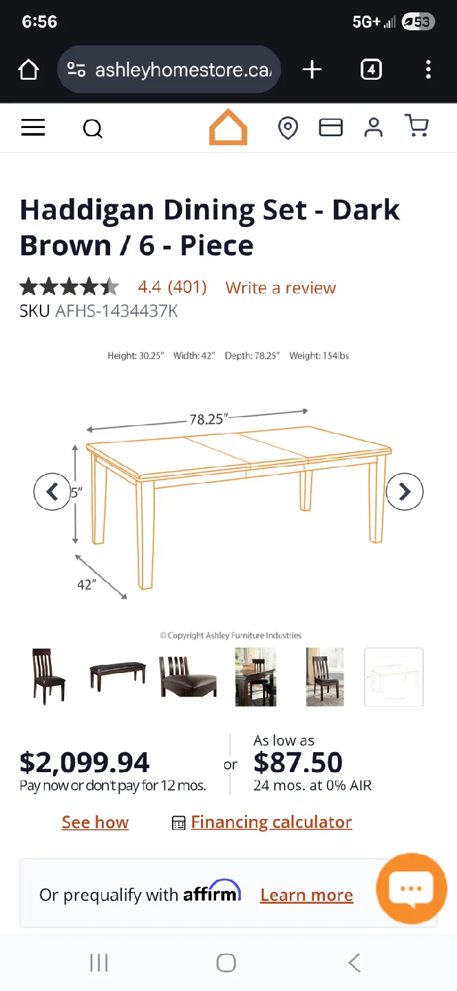 Haddigan Dining Set - Dark Brown / 6 - Piece image indicator(3)