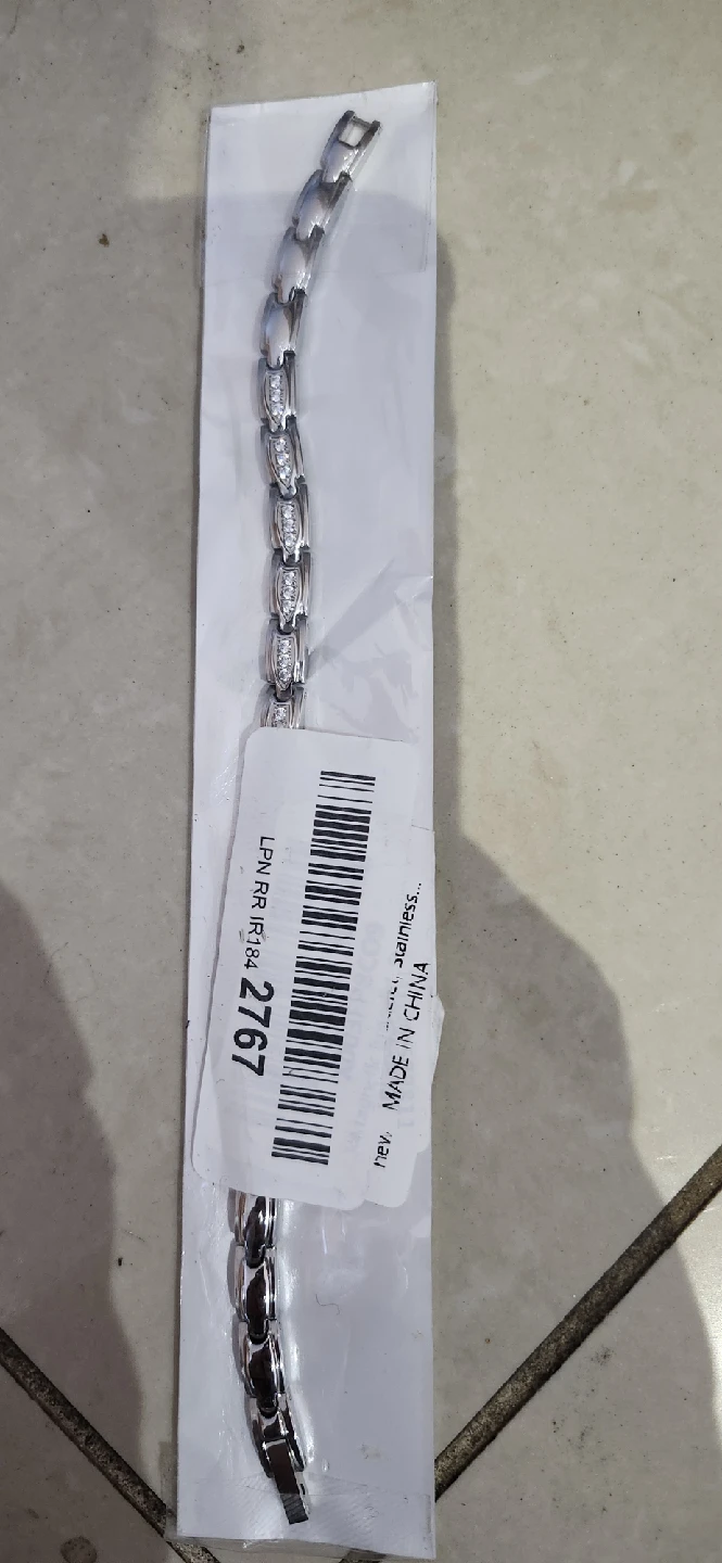 Silver Stainless Steel Bracelet with Stones