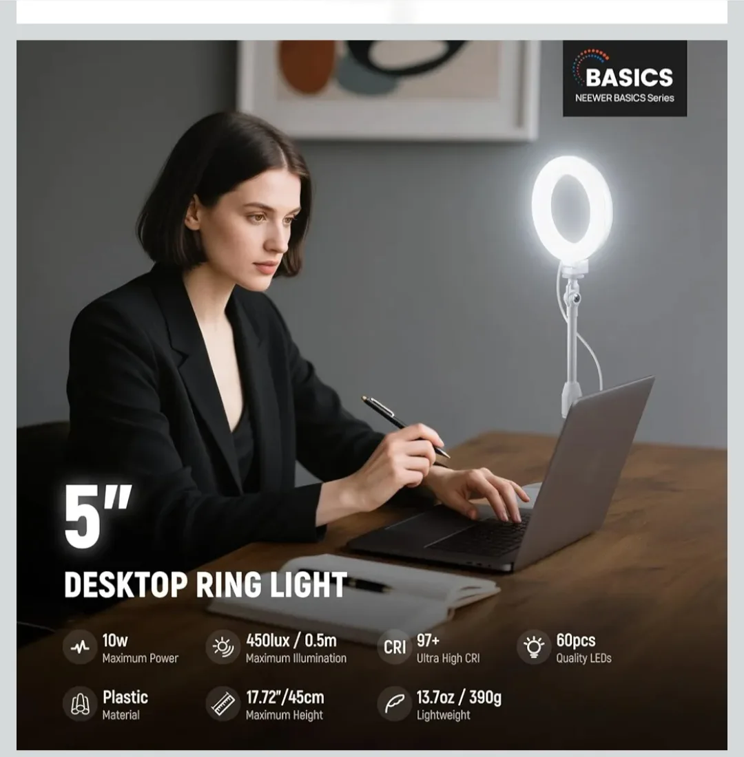 BNIB 5" Desk Ring Light image indicator(9)