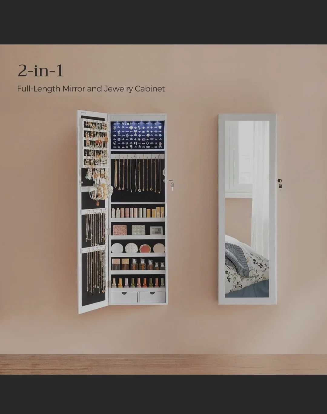 2-in-1 Full-Length Mirror Jewelry Cabinet image indicator(2)
