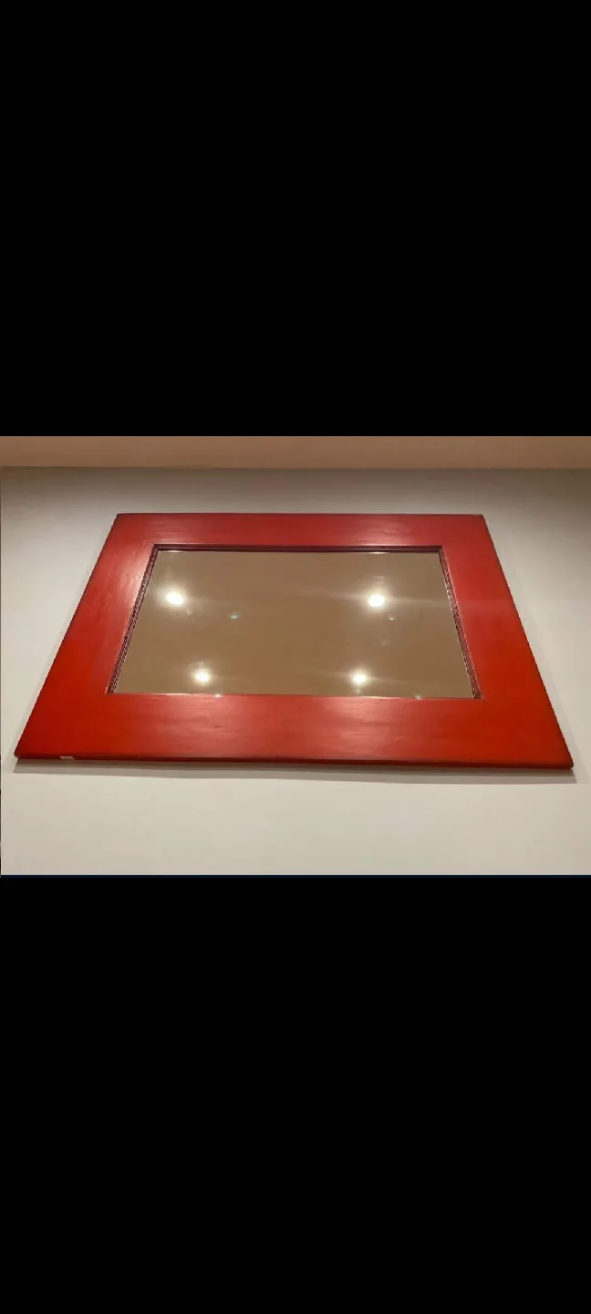 Nadeau Red Solid Wood Framed Mirror image indicator(2)