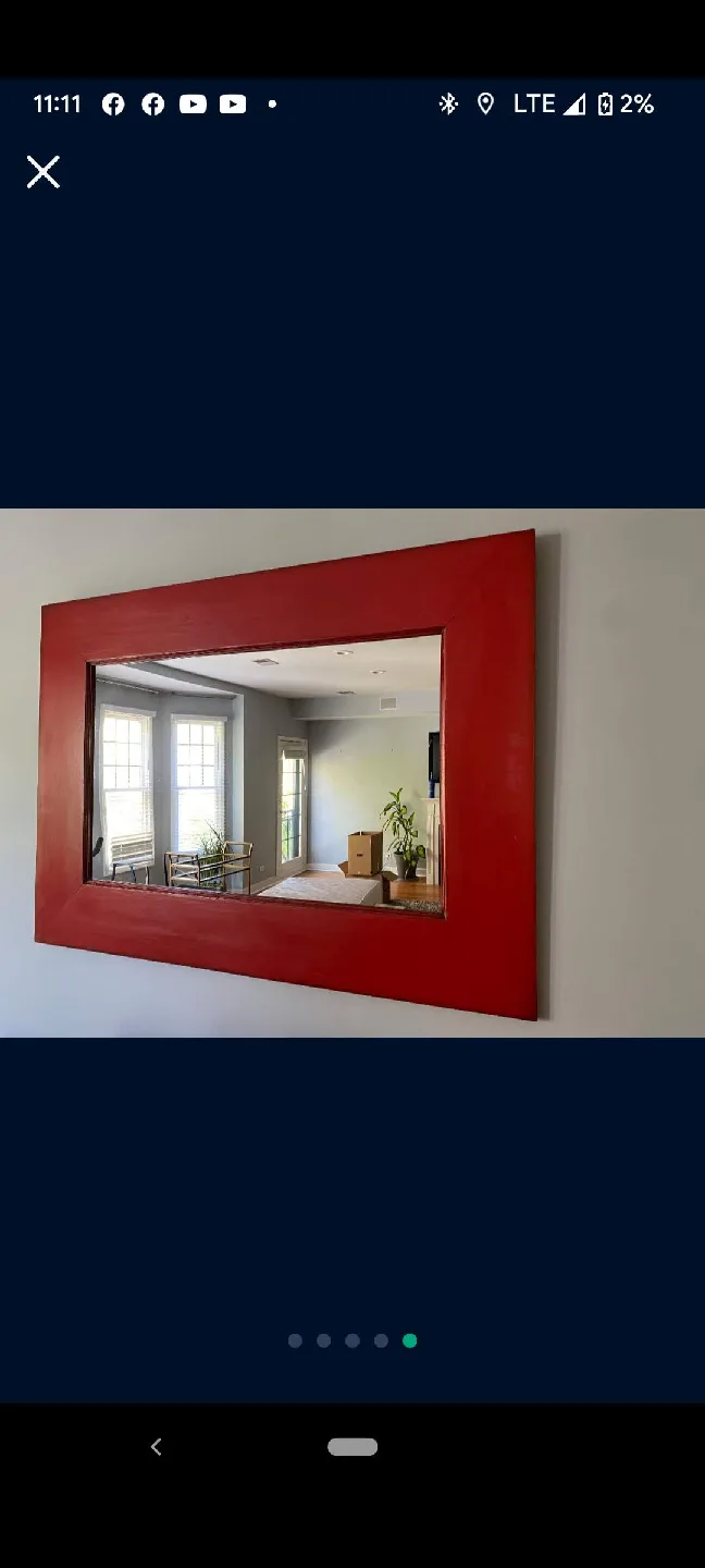 Nadeau Red Solid Wood Framed Mirror image indicator(3)