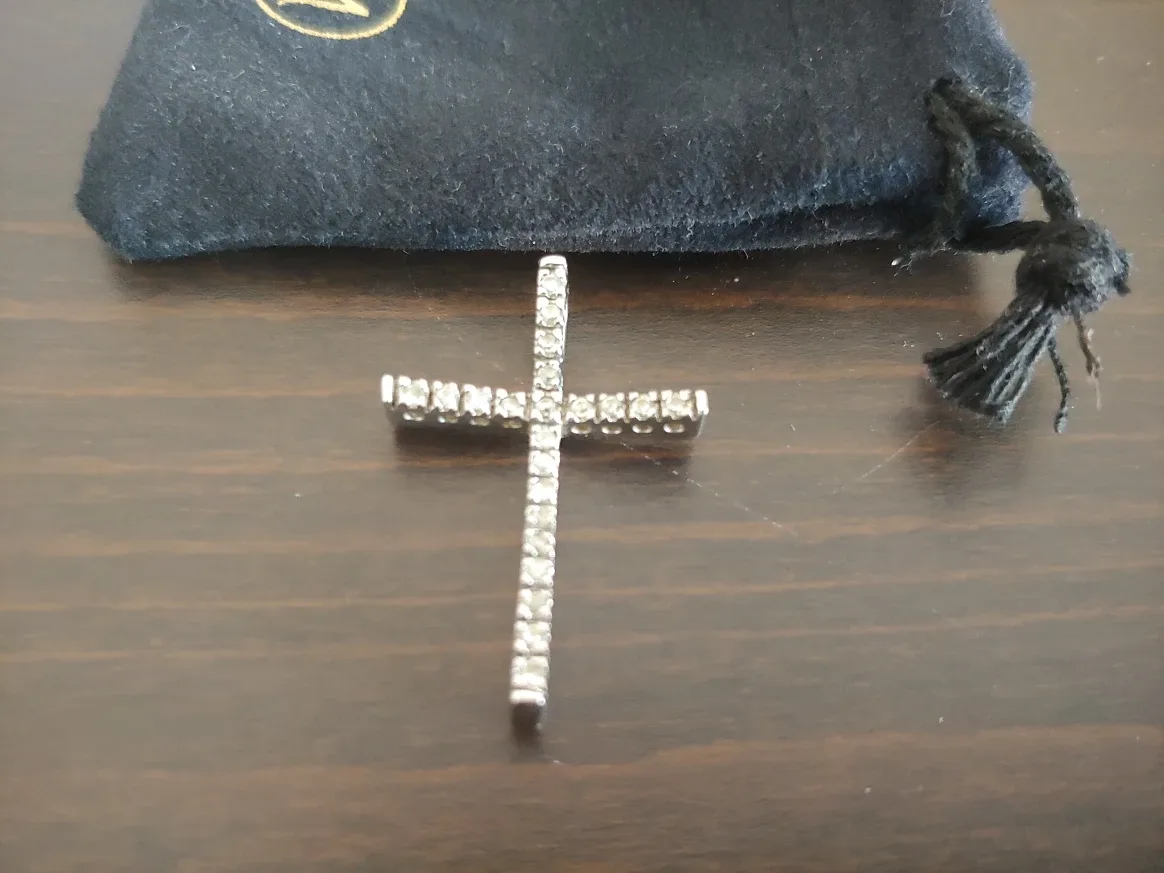 Sterling Silver Cross Pendant with cubic zirconia thumbnail