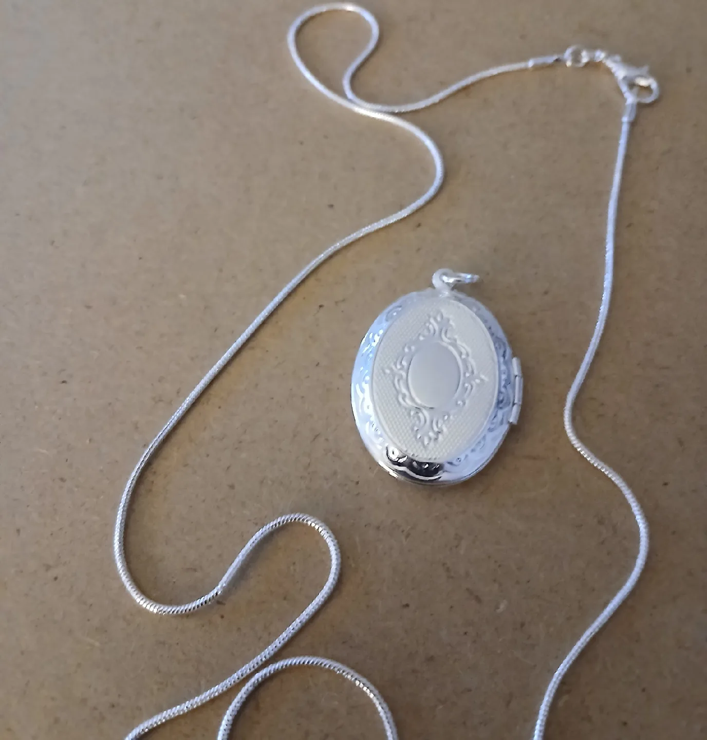 Silver Oval Locket Necklace thumbnail