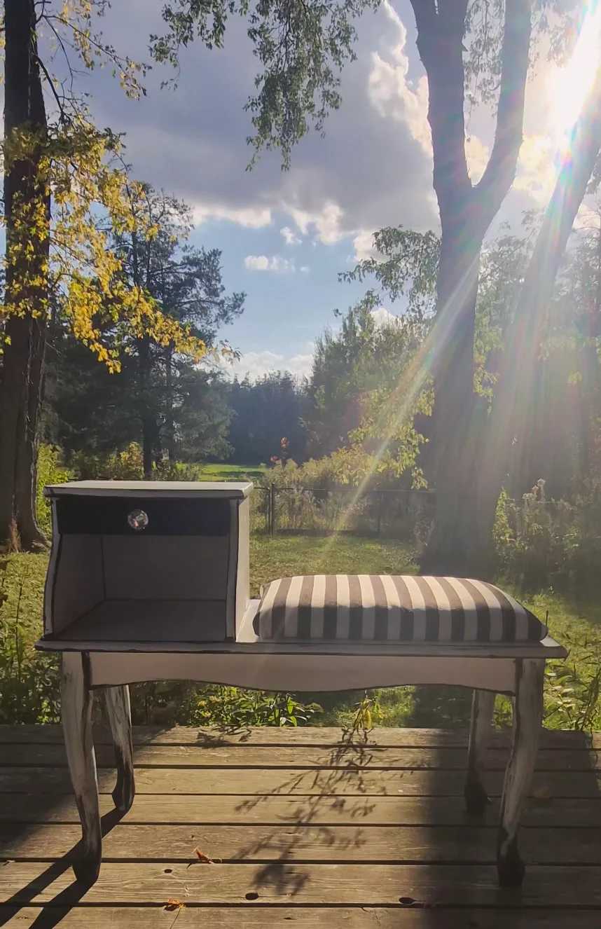 Upcycled White Entryway Bench with Storage image indicator(2)