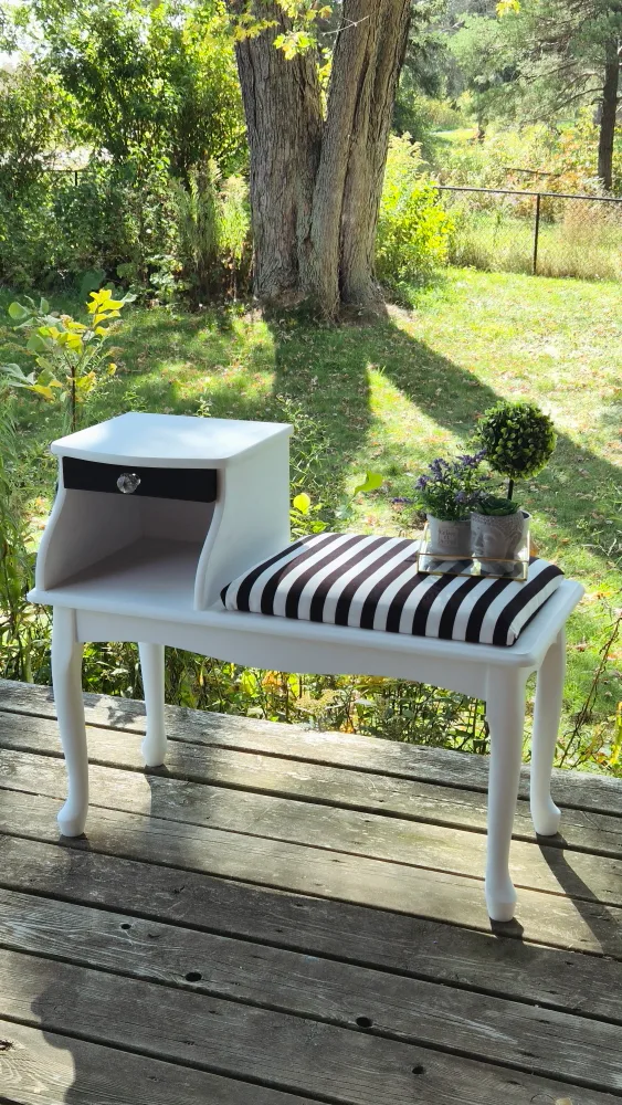 Upcycled White Entryway Bench with Storage image indicator(4)