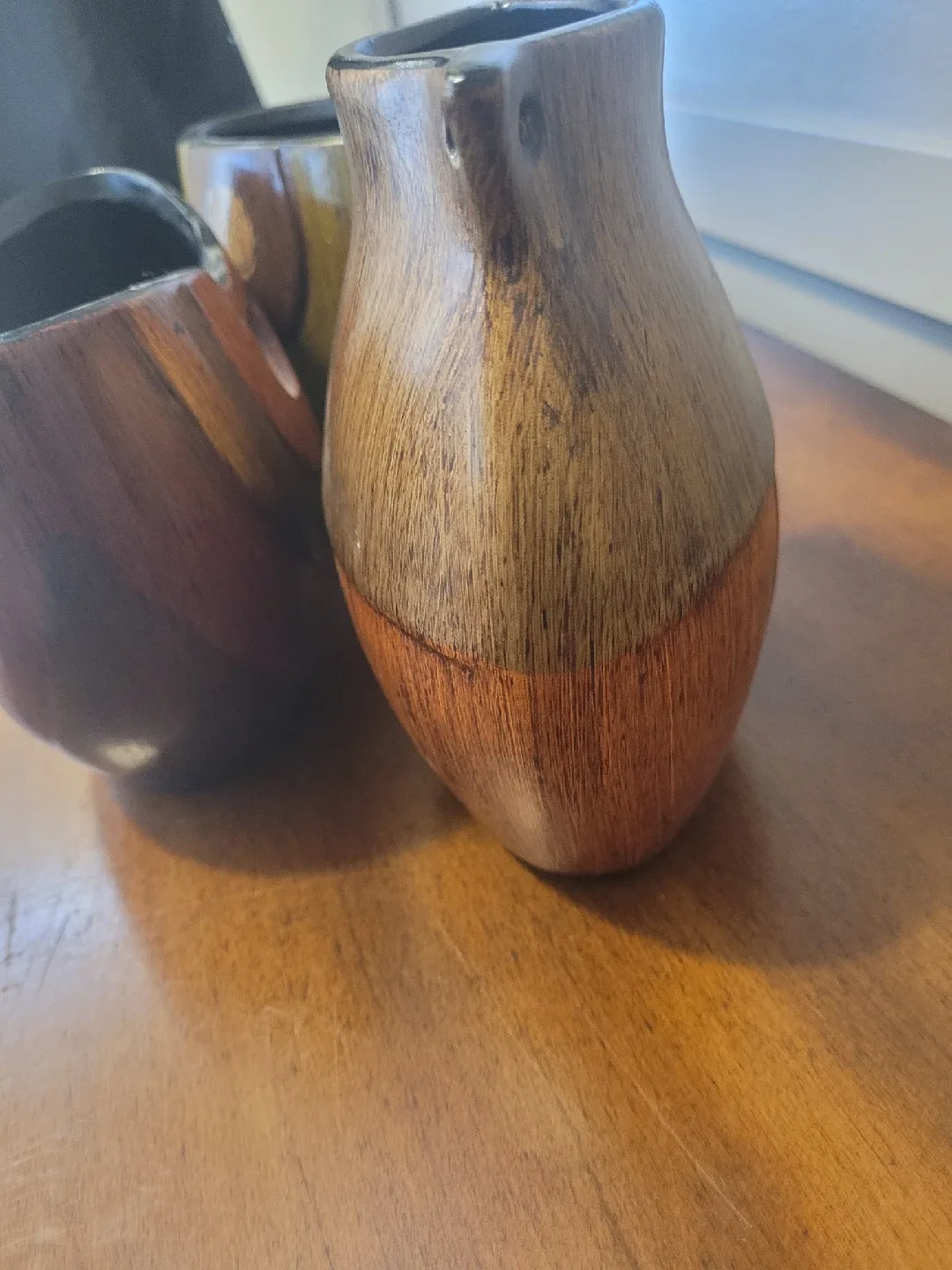 Decorative Brown Wooden Vases (Set of 3) image indicator(2)