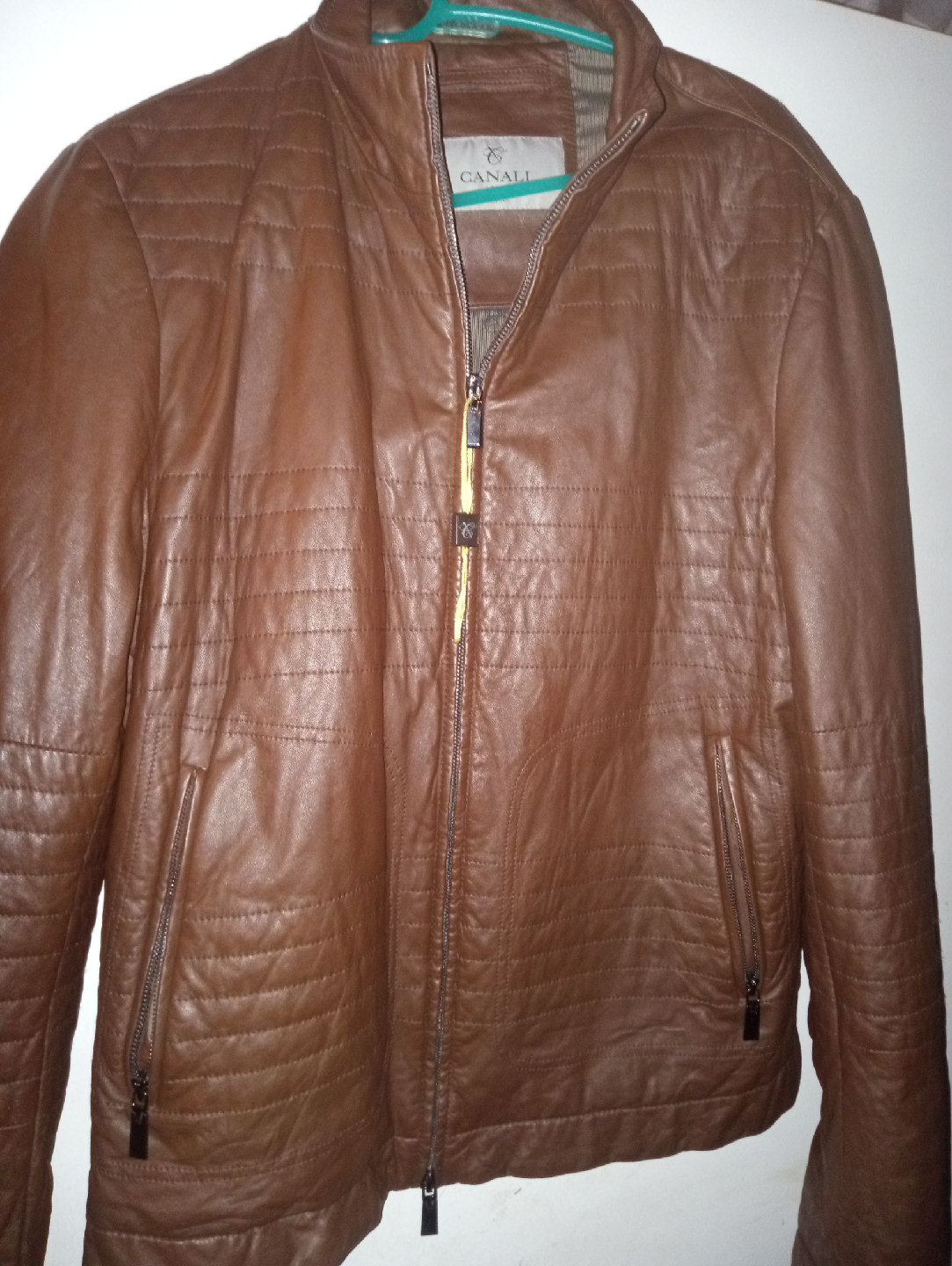 Canali Brown Leather Jacket - Size 1 SZ