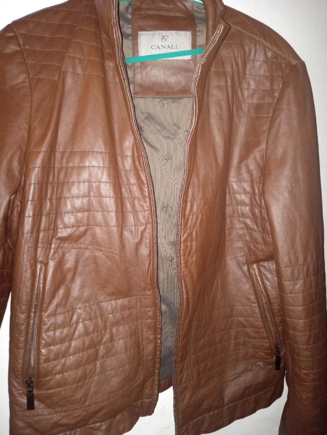 Canali Brown Leather Jacket - Size 1 SZ - photo 3