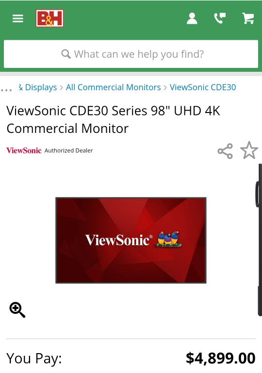 ViewSonic CDE30 Series 98" UHD 4K Commercial Monitor - photo 4