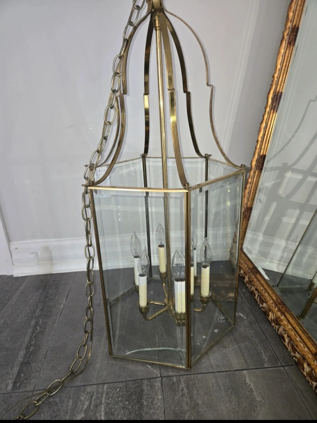 Large Brass Portico/Hall Pendant Light image indicator(2)