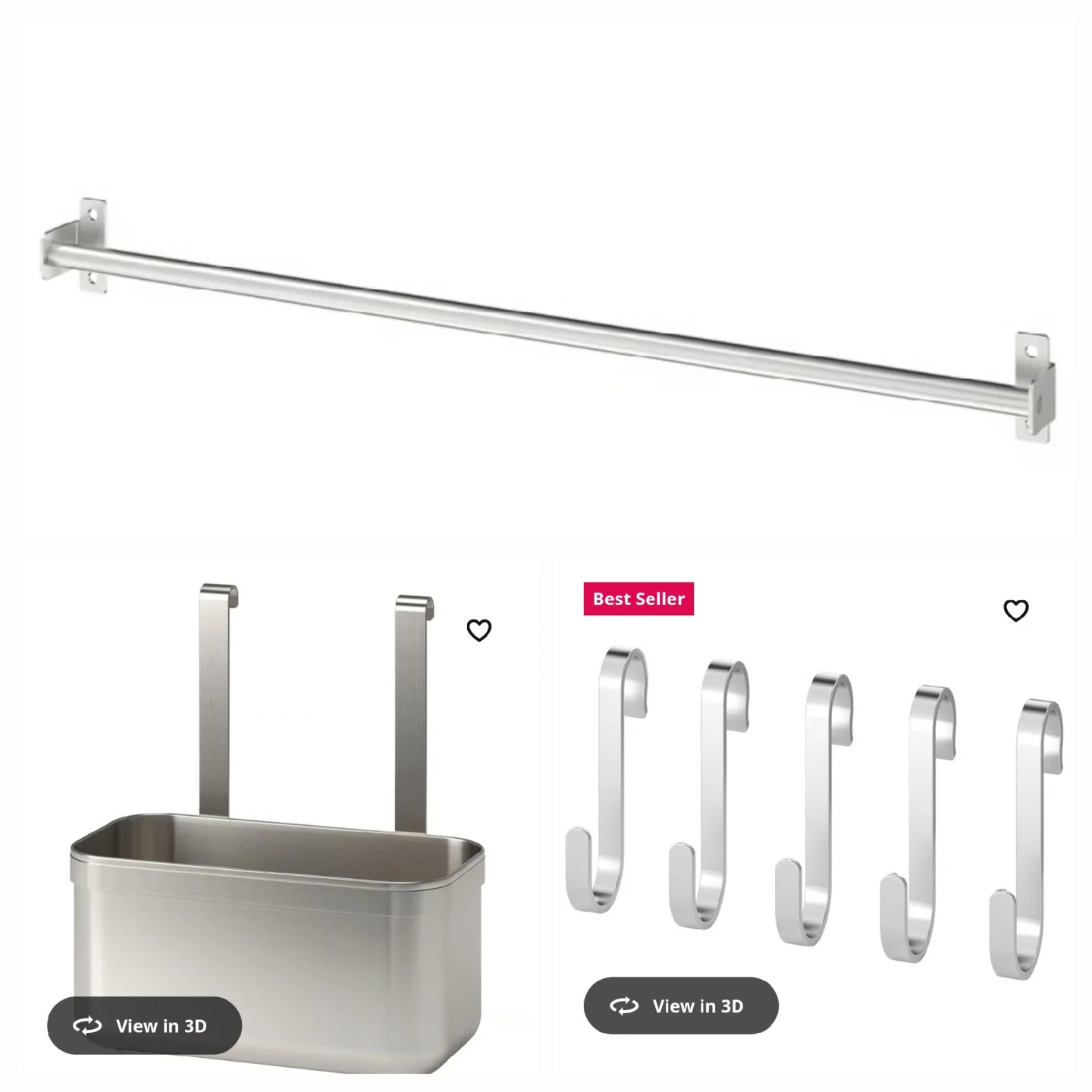 IKEA Rail w/ Container & 8 Hooks - Stainless Steel image indicator(2)