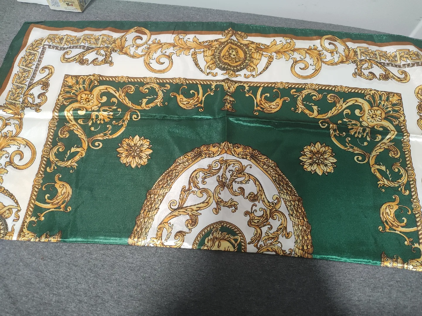 Green & Gold Patterned Scarf - New image indicator(7)