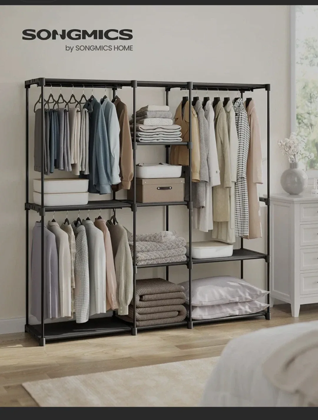SONGMICS Black Freestanding Closet Organizer thumbnail
