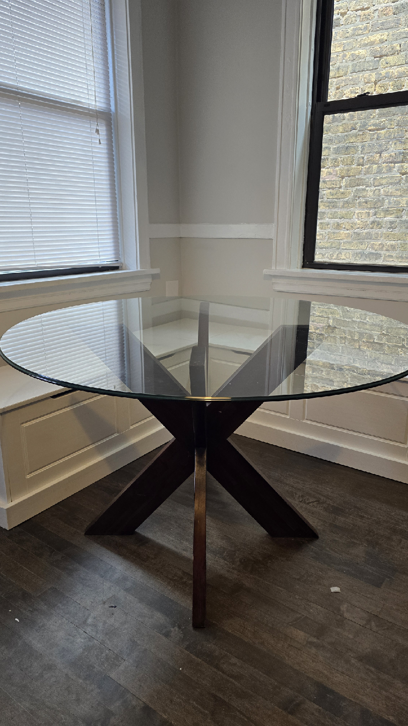 PICK UP by 5pm TODAY for $90! 48" Glass Top Round Dining Table - photo 2