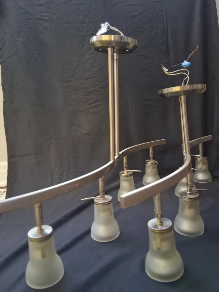 Track Lighting Fixture with 4 Frosted Glass Shades image indicator(6)