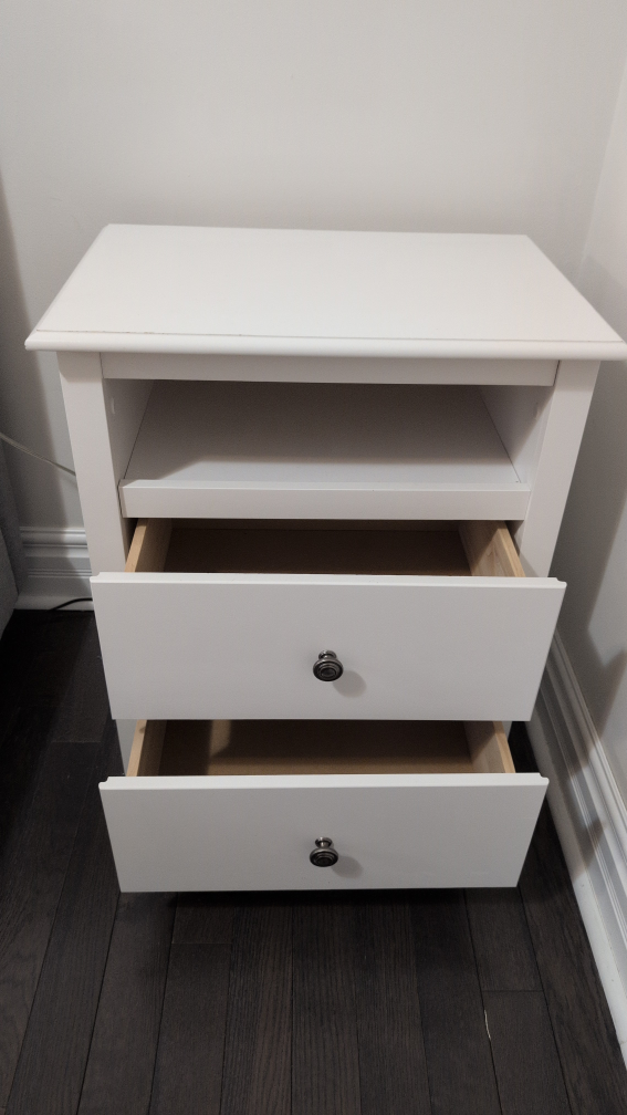 White Bedside Table with 2 Drawers - photo 2