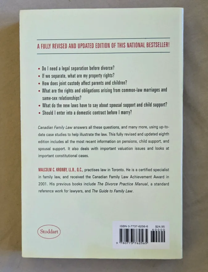 NEW Canadian Family Law Book by Malcolm C. Kronby image indicator(2)