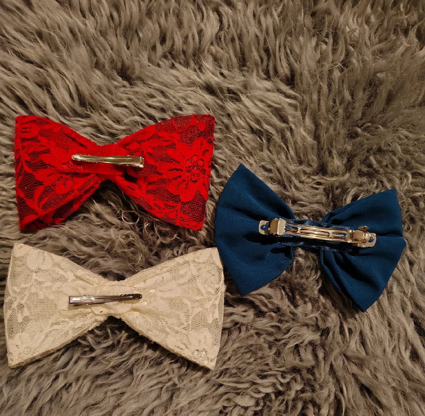 large hair bows - Red, Blue, white - Halloween image indicator(2)
