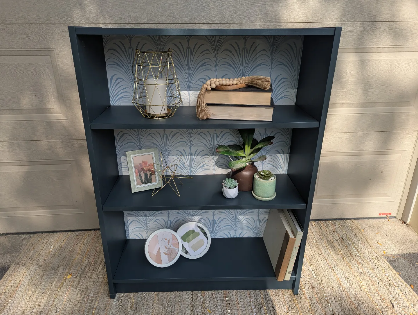 Newly refinished three tier bookshelf image indicator(2)