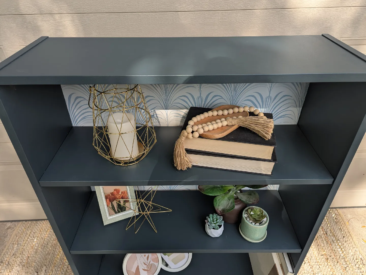 Newly refinished three tier bookshelf image indicator(3)