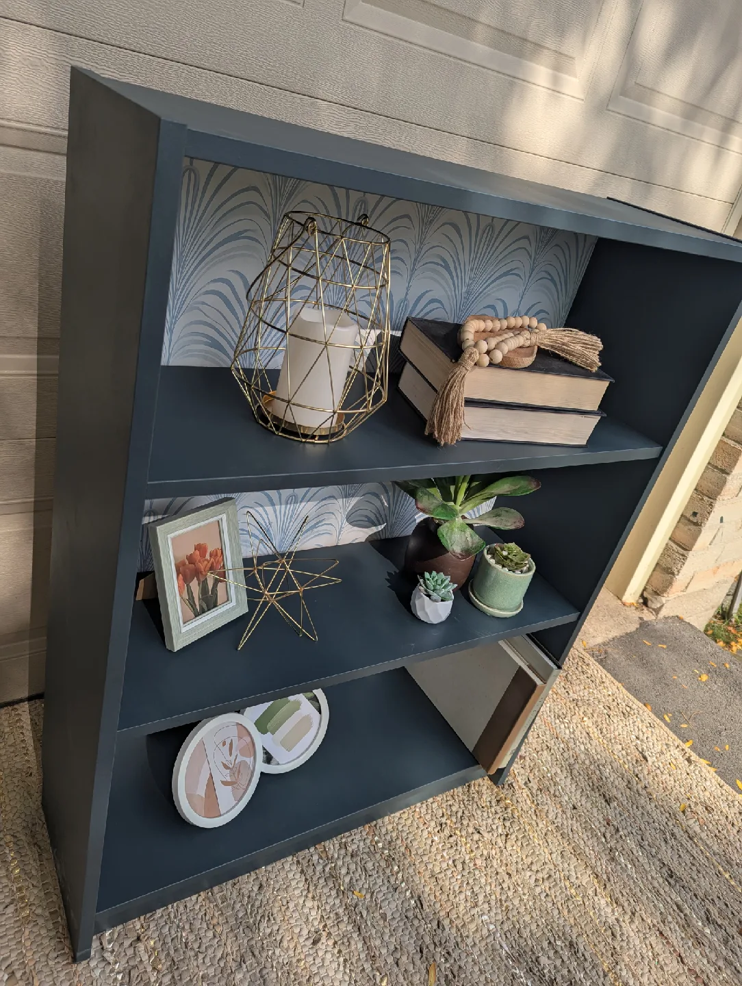 Newly refinished three tier bookshelf image indicator(4)