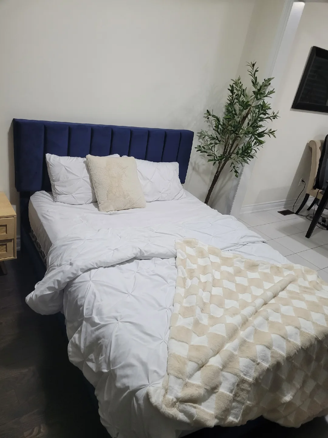 Blue Upholstered Bed Frame - Queen Size image indicator(2)