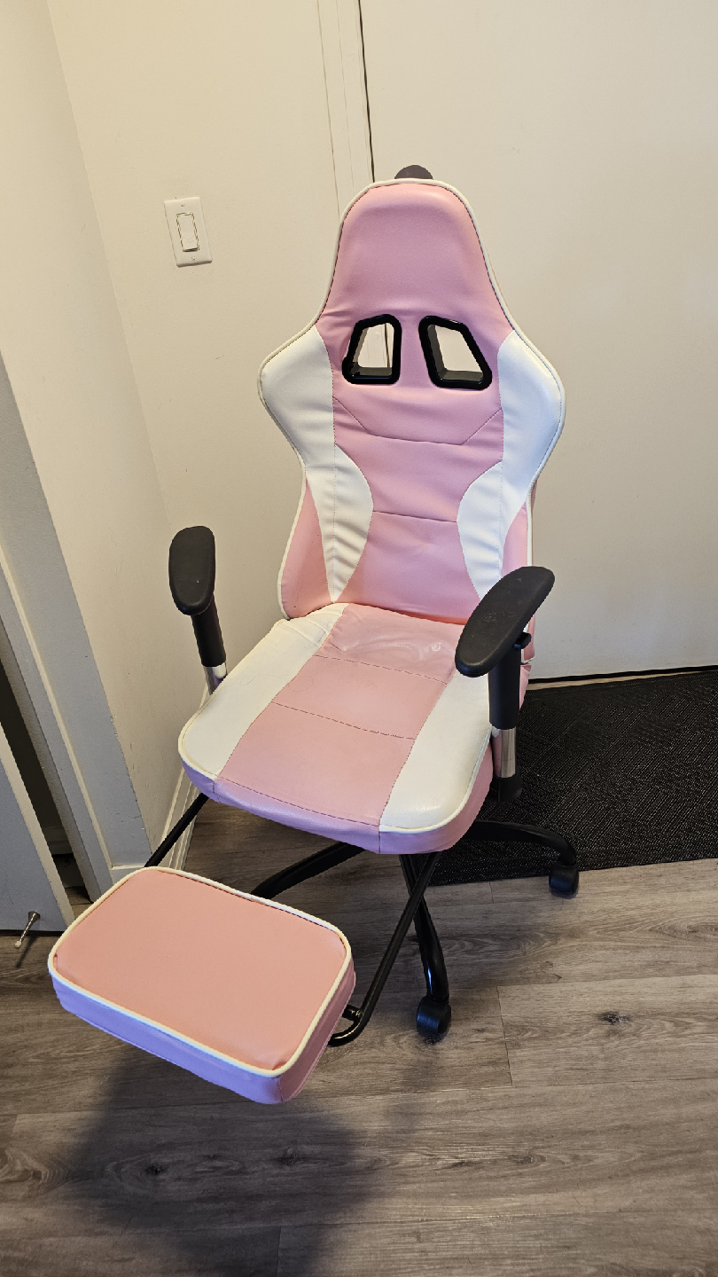 Pink and White Gaming Chair